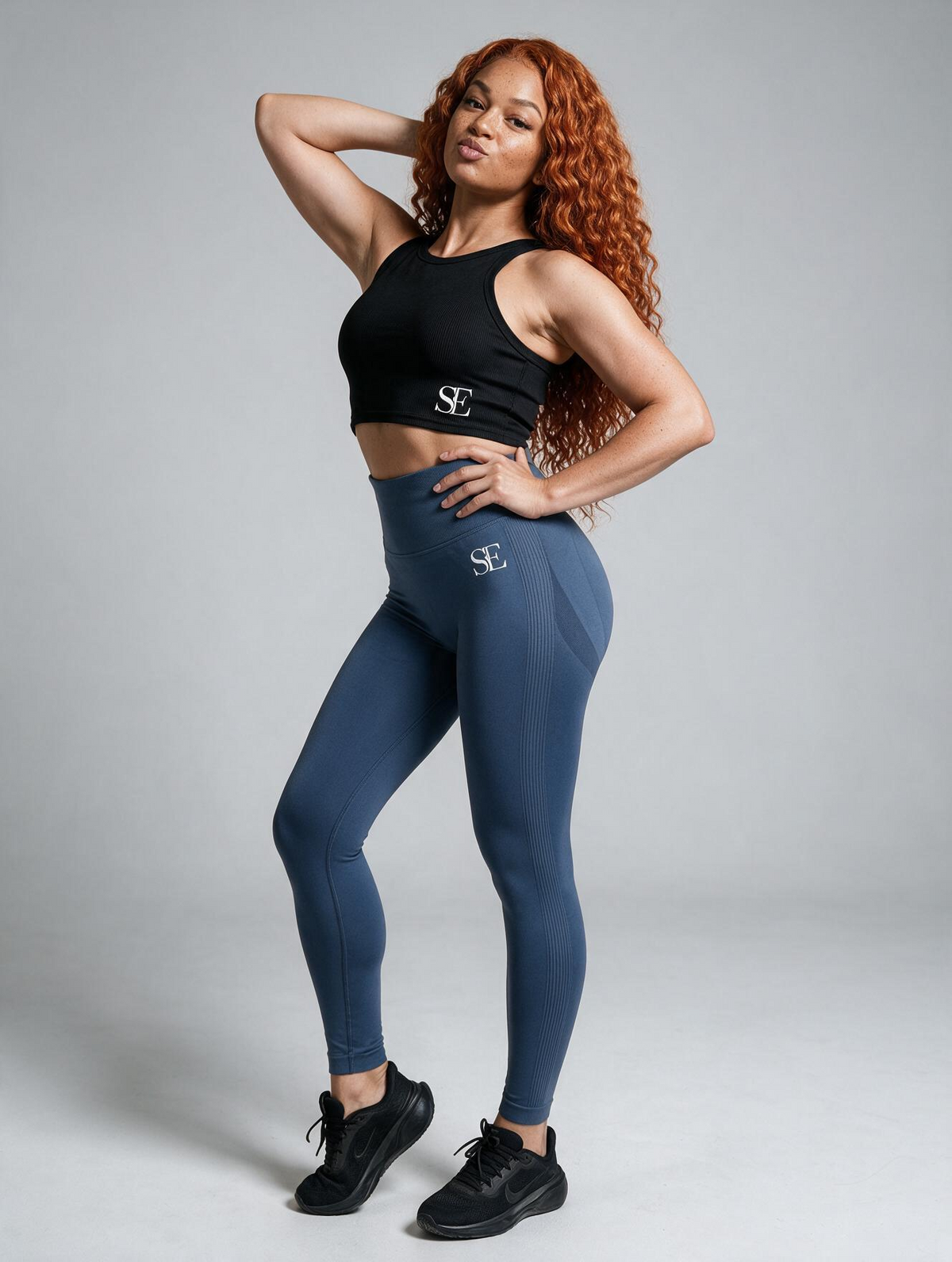 Fitness Compression Leggings - marine blau